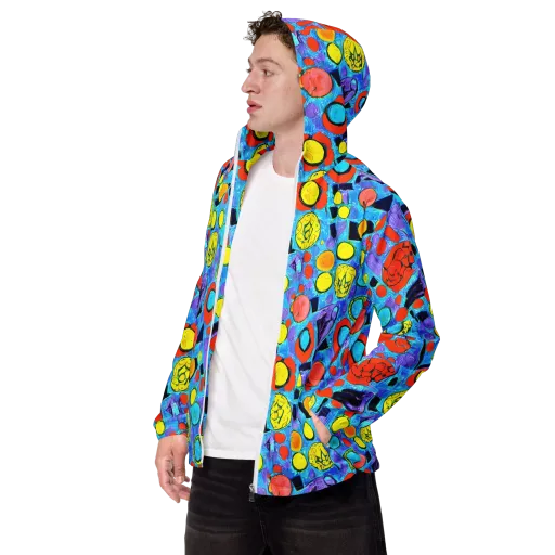Cyan Carnival on a Men's Windbreaker