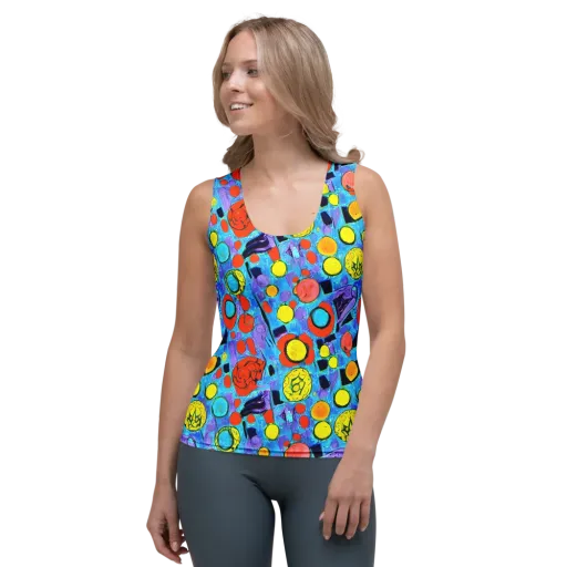 Cyan Carnival on a Women's Tank Top