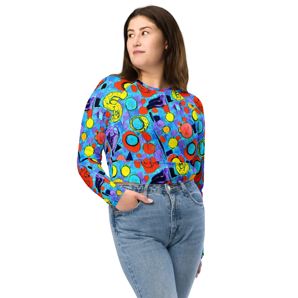 Cyan Carnival on Long Sleeve Crop Top — Front