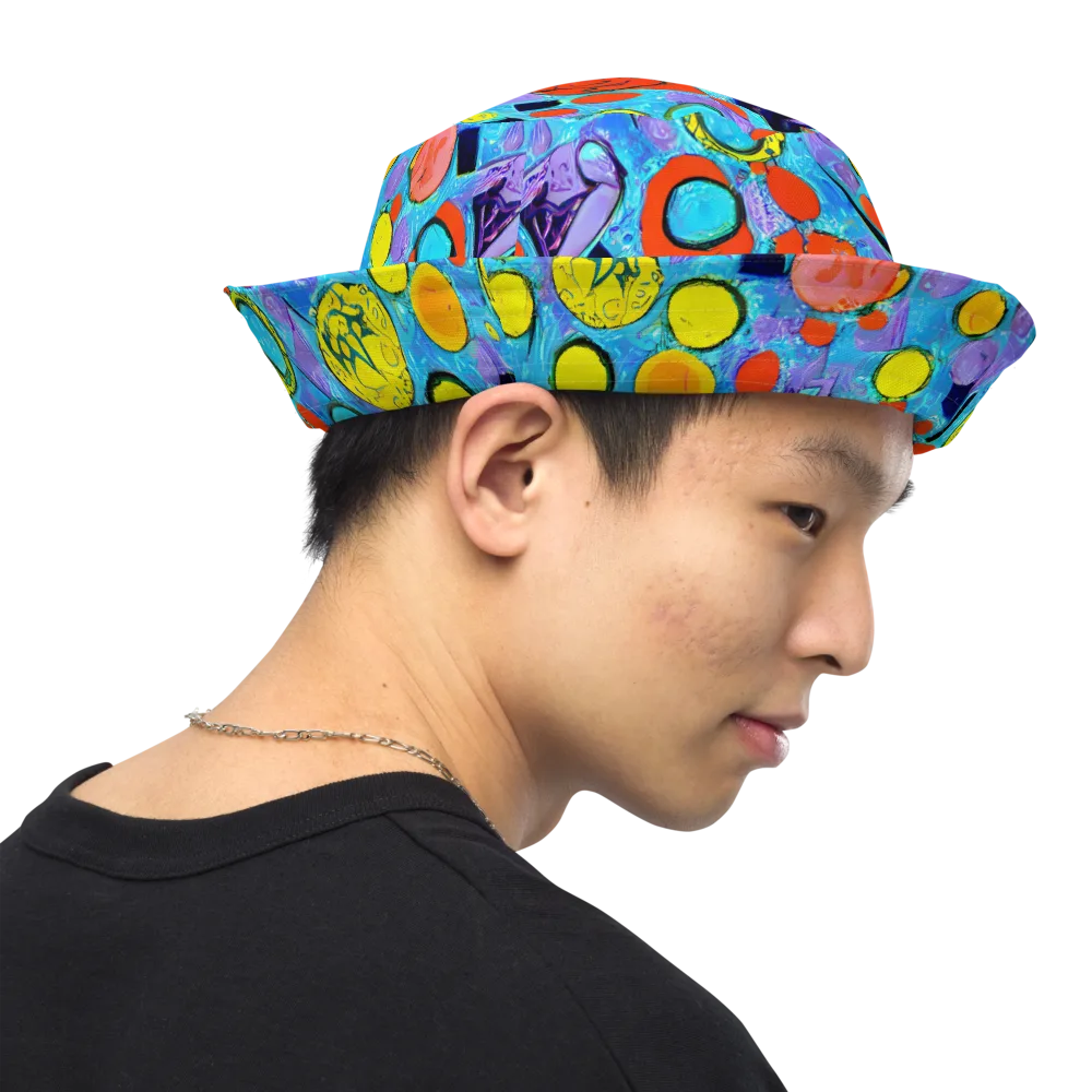 Cyan Carnival on Reversible Bucket Hat — Right Outside