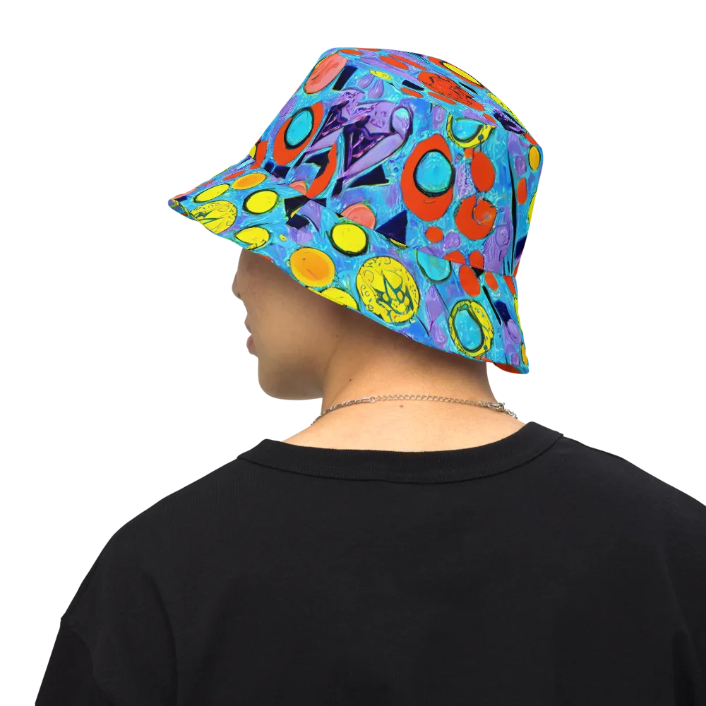 Cyan Carnival on Reversible Bucket Hat — Back Inside