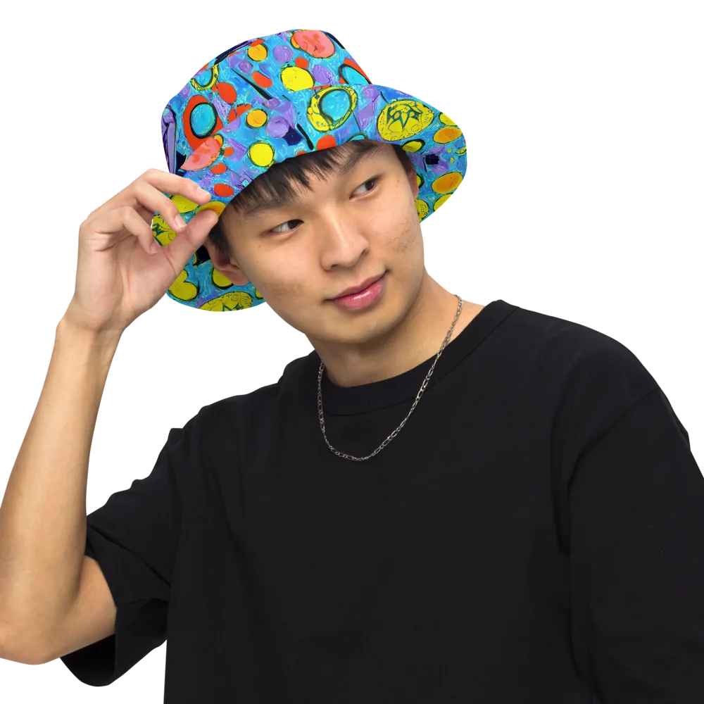 Cyan Carnival on Reversible Bucket Hat — Front Inside