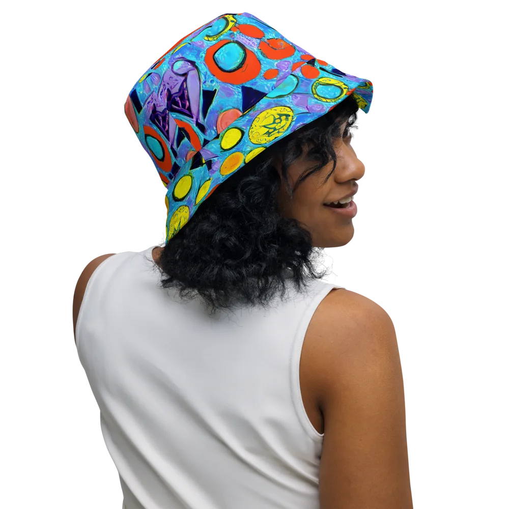 Cyan Carnival on Reversible Bucket Hat — Right Outside