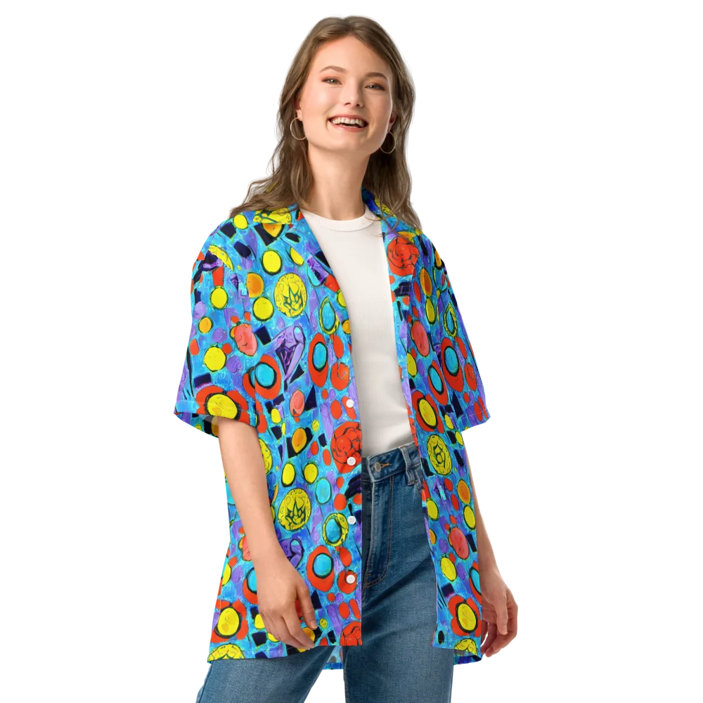 Cyan Carnival on Button Shirt — Front