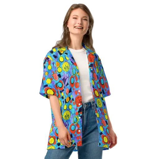 Cyan Carnival on a Button Shirt