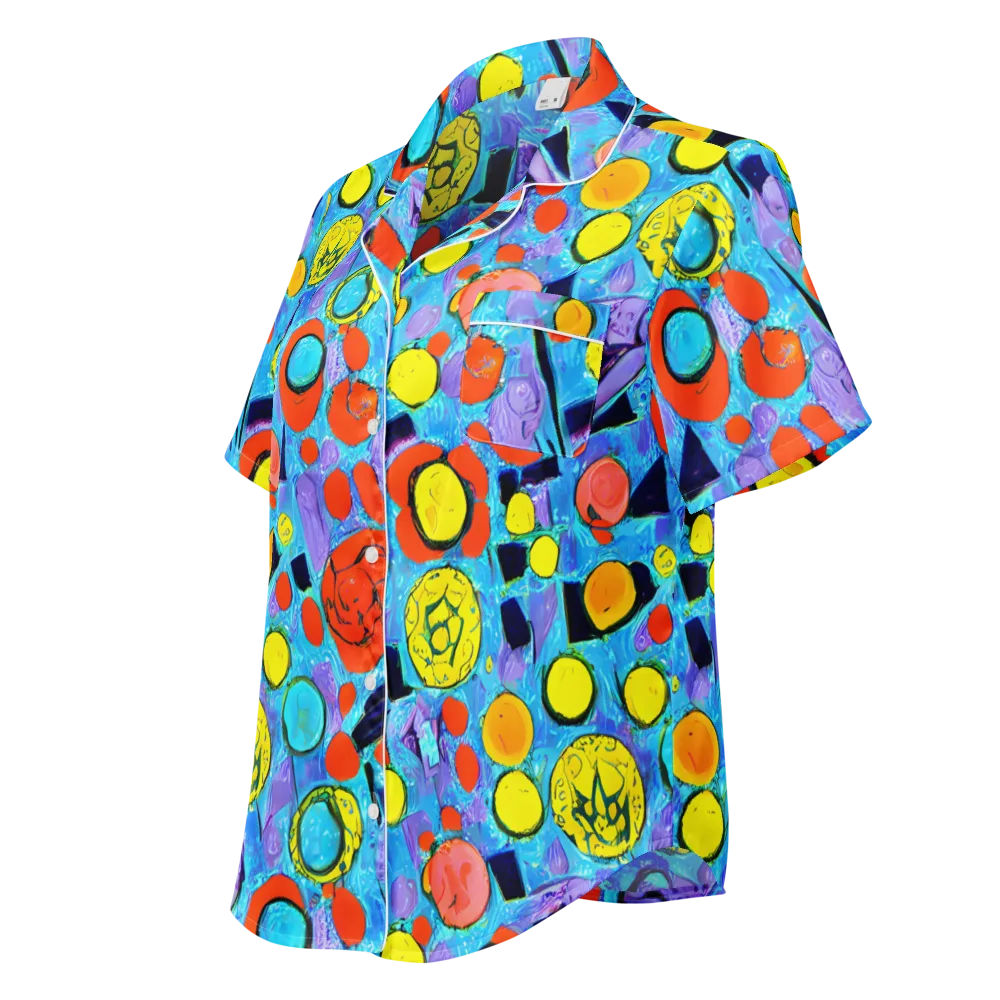 Cyan Carnival on Women's Short Sleeve Pajama Top — Left Front