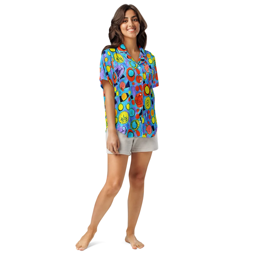 Cyan Carnival on Women's Short Sleeve Pajama Top — Front