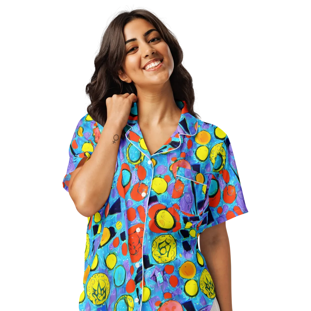 Cyan Carnival on Women's Short Sleeve Pajama Top — Front
