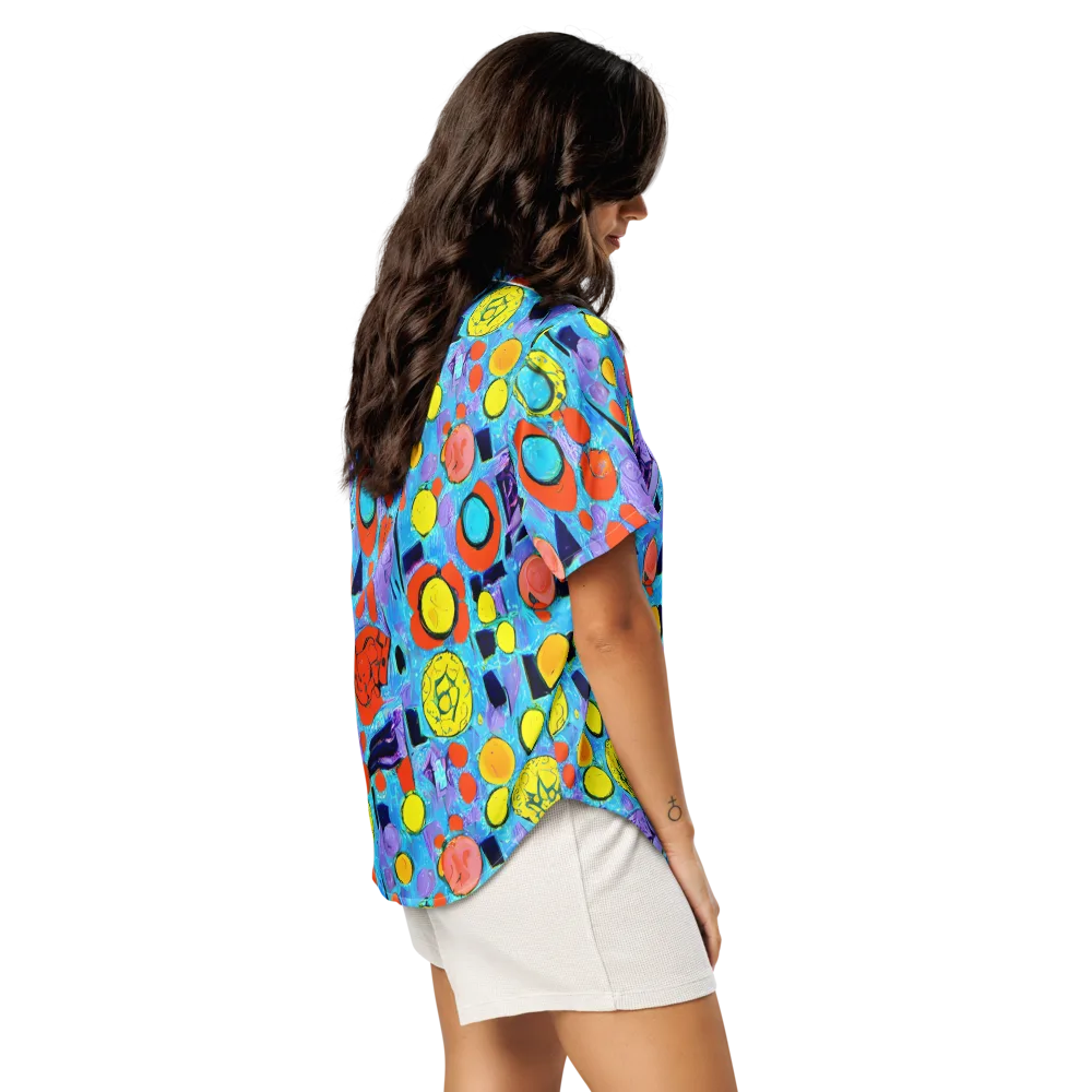 Cyan Carnival on Women's Short Sleeve Pajama Top — Right Back