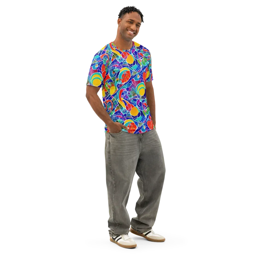 Vivid Fragment on Men's Cotton Crew Neck T-Shirt — Right Front