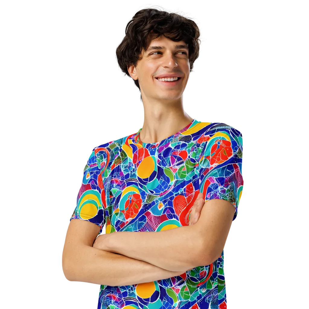 Vivid Fragment on Men's Crew Neck T-Shirt — Left Front