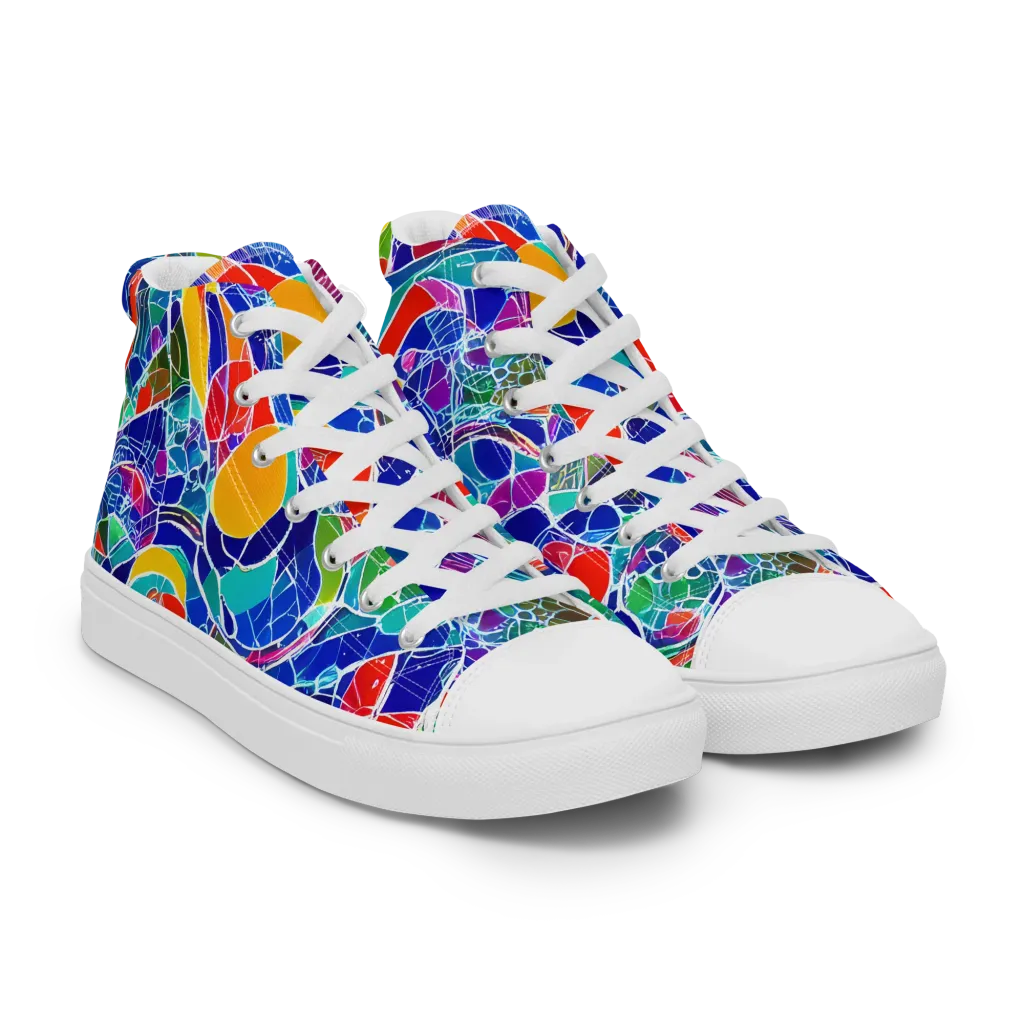 Vivid Fragment on Men's High Top Canvas Shoes — Right Front