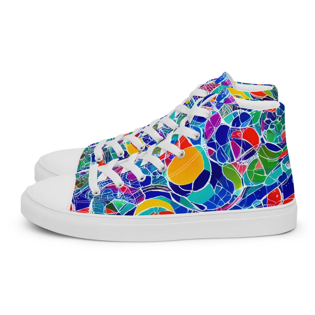 Vivid Fragment on Men's High Top Canvas Shoes — Left