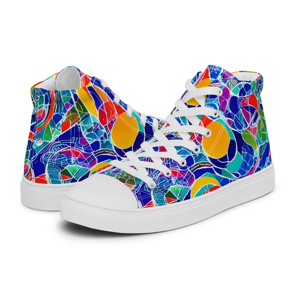Vivid Fragment on Men's High Top Canvas Shoes — Left