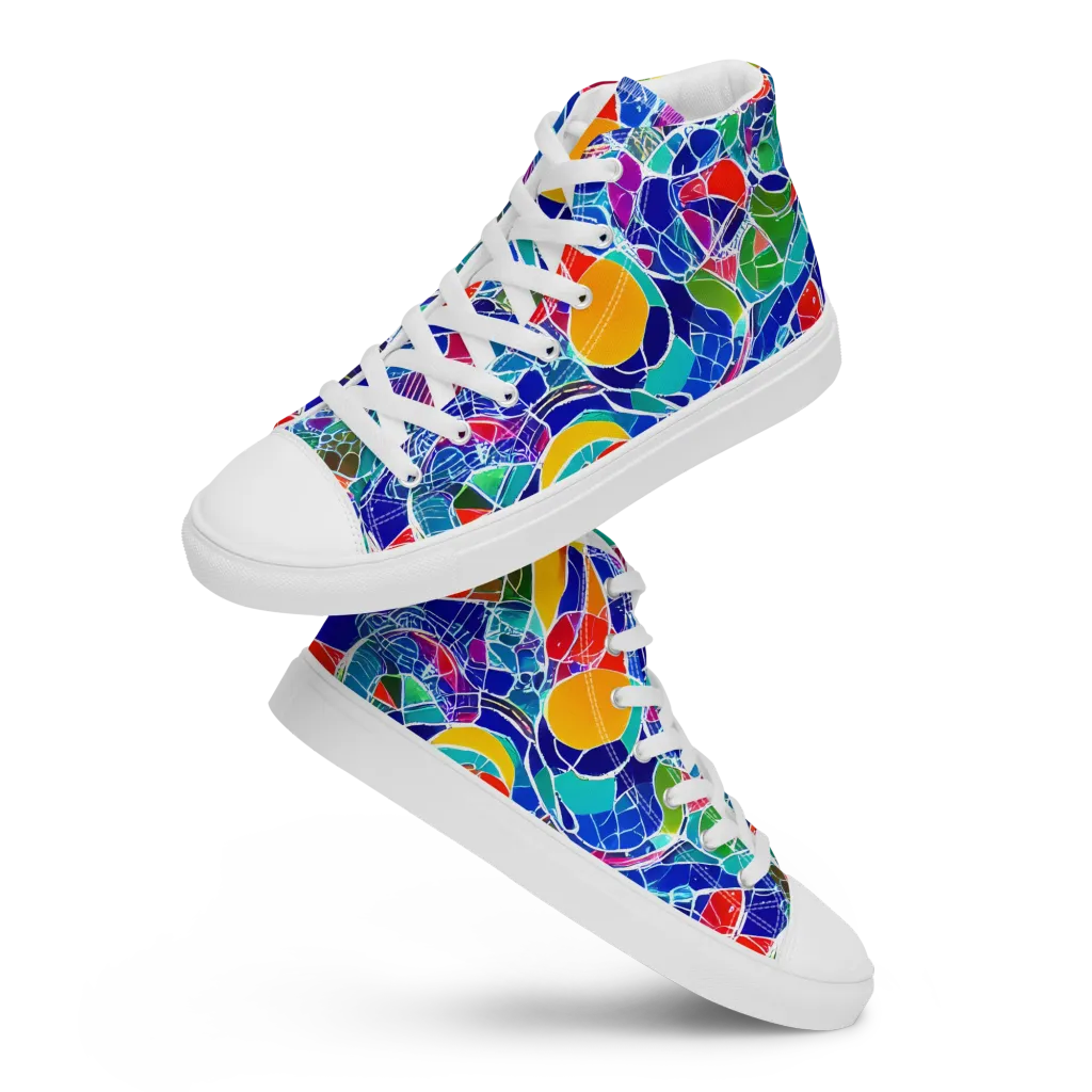 Vivid Fragment on Men's High Top Canvas Shoes — Front