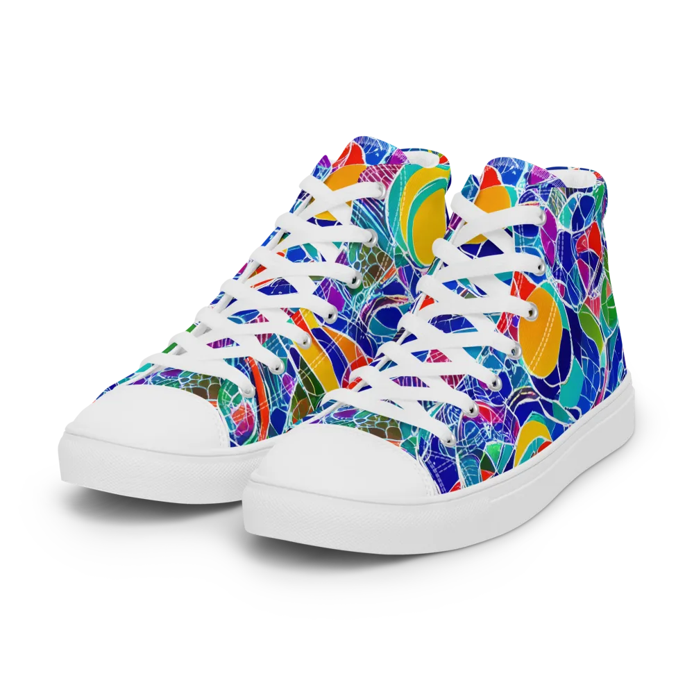 Vivid Fragment on Women's High Top Canvas Shoes — Left Front