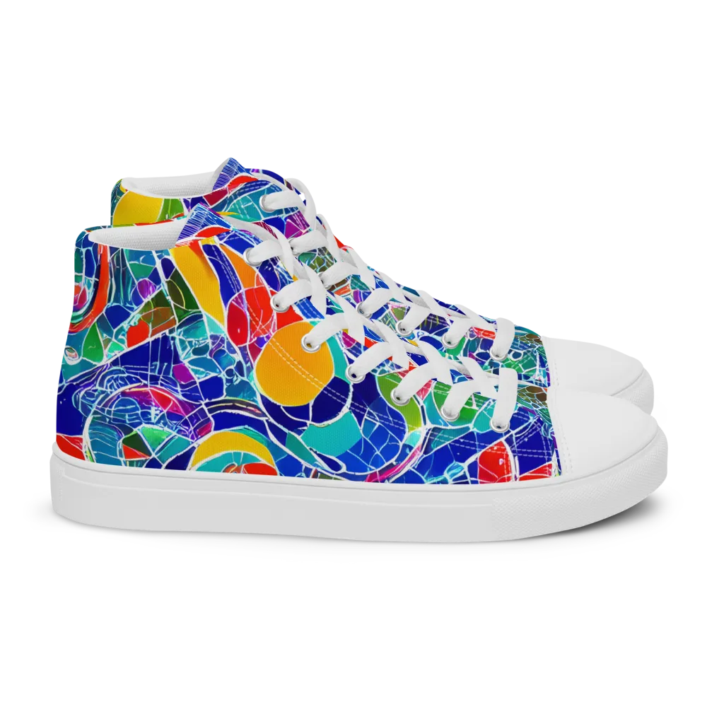 Vivid Fragment on Women's High Top Canvas Shoes — Right