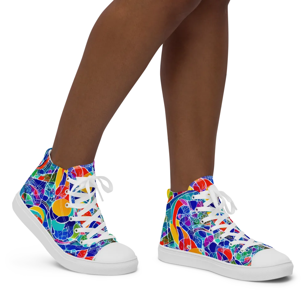 Vivid Fragment on Women's High Top Canvas Shoes — Right