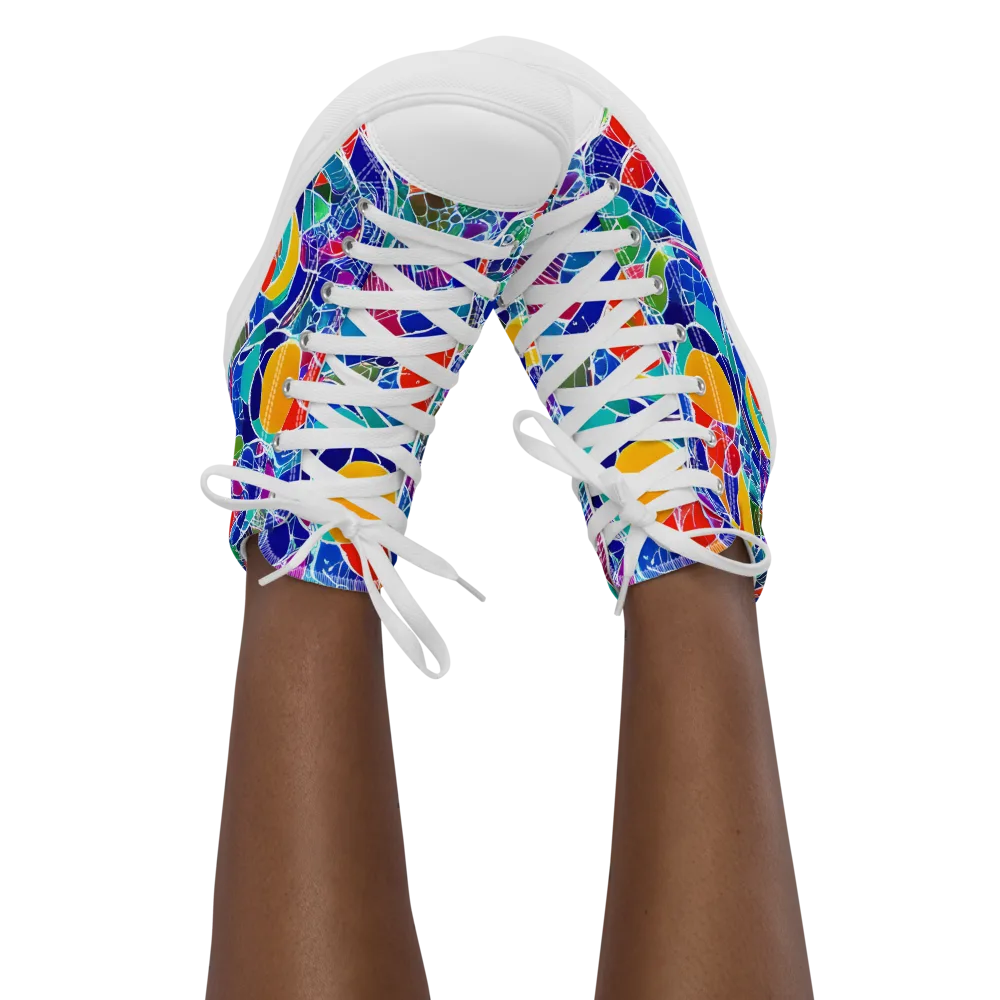 Vivid Fragment on Women's High Top Canvas Shoes — Front