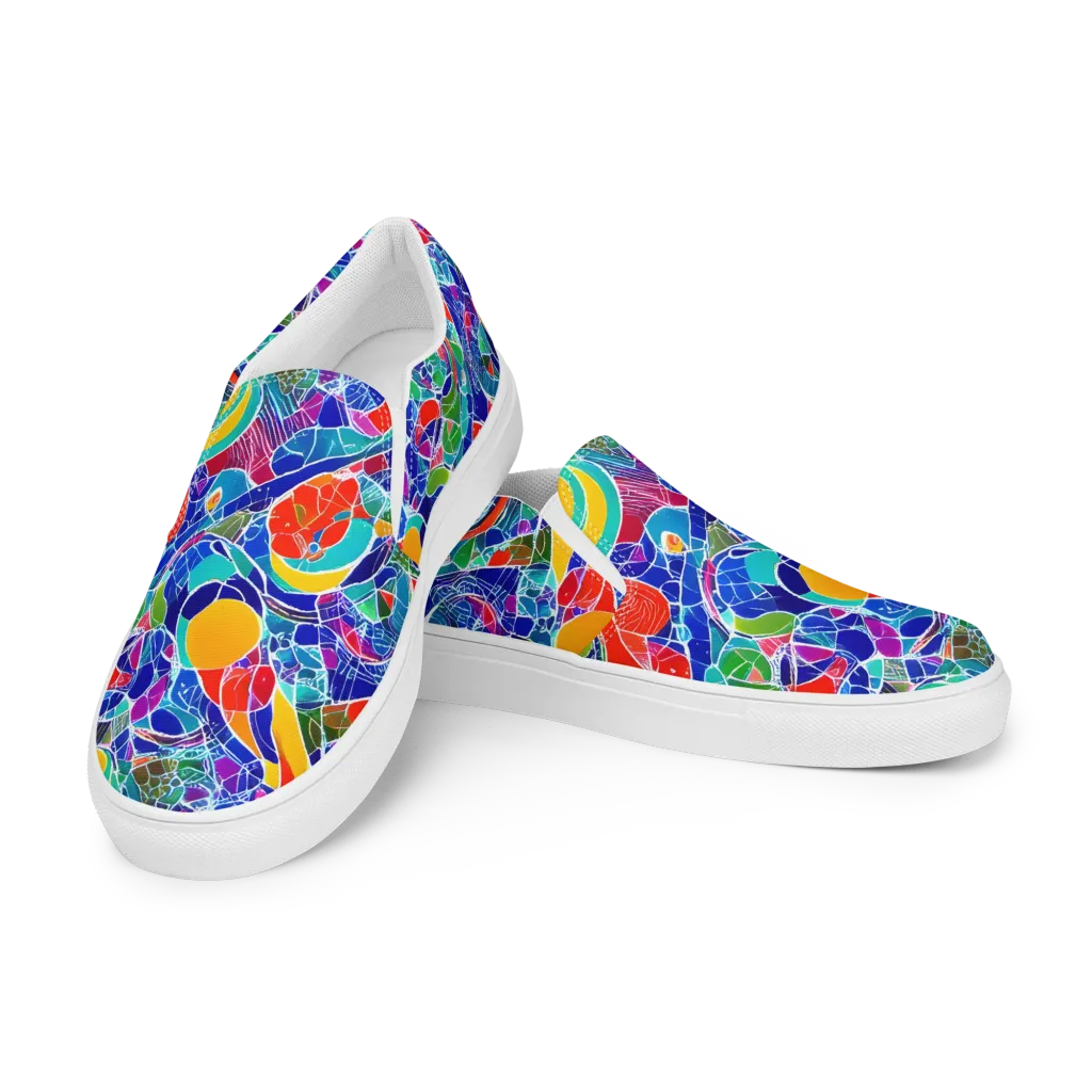 Vivid Fragment on Men's Slip-On Canvas Shoes — Left Front