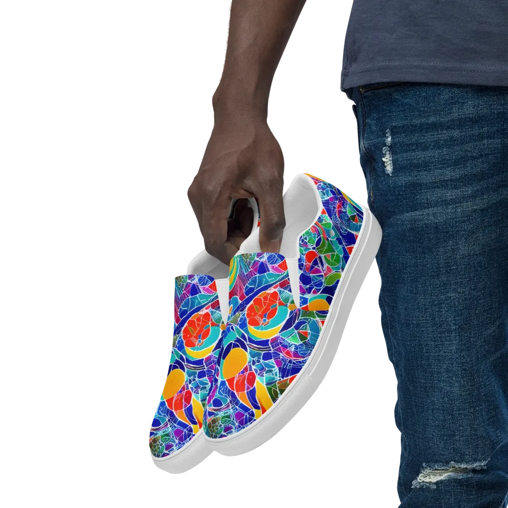 Vivid Fragment on Men's Slip-On Canvas Shoes — Left Front