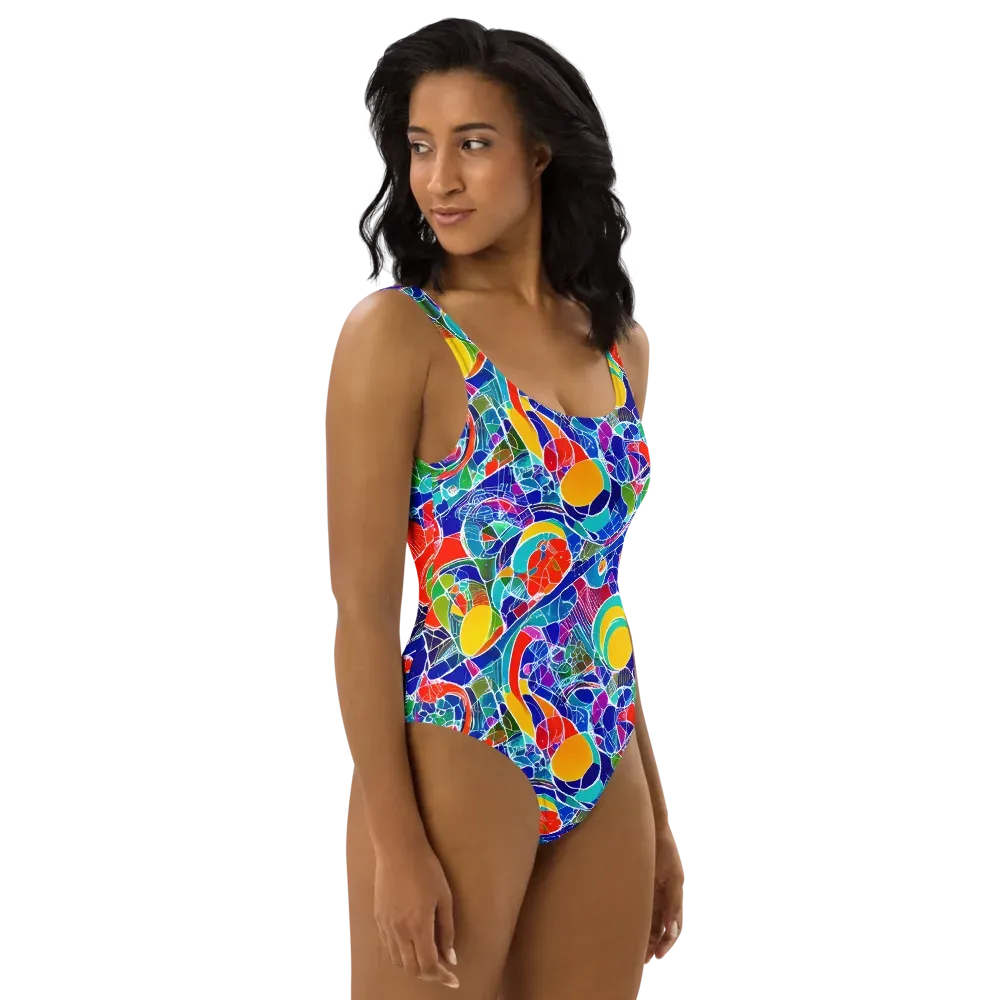 Vivid Fragment on One-Piece Swimsuit — Right
