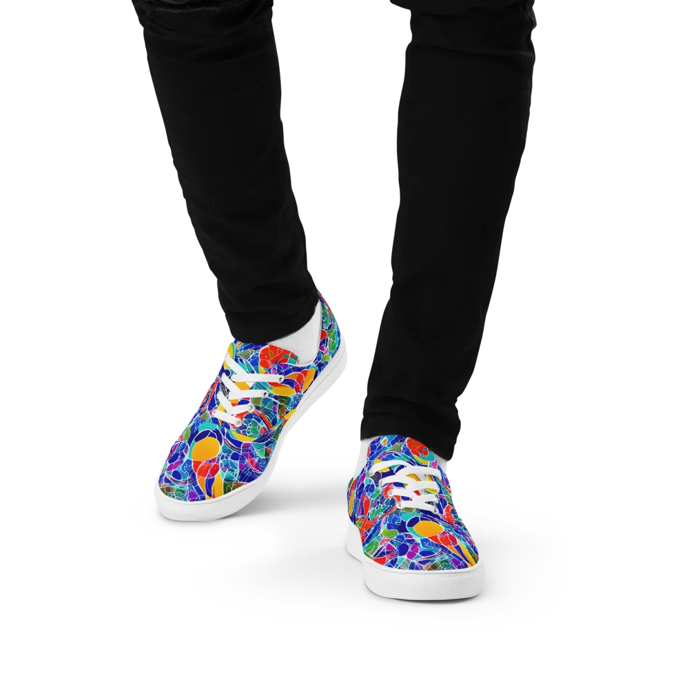 Vivid Fragment on Men's Lace-Up Canvas Shoes — Front
