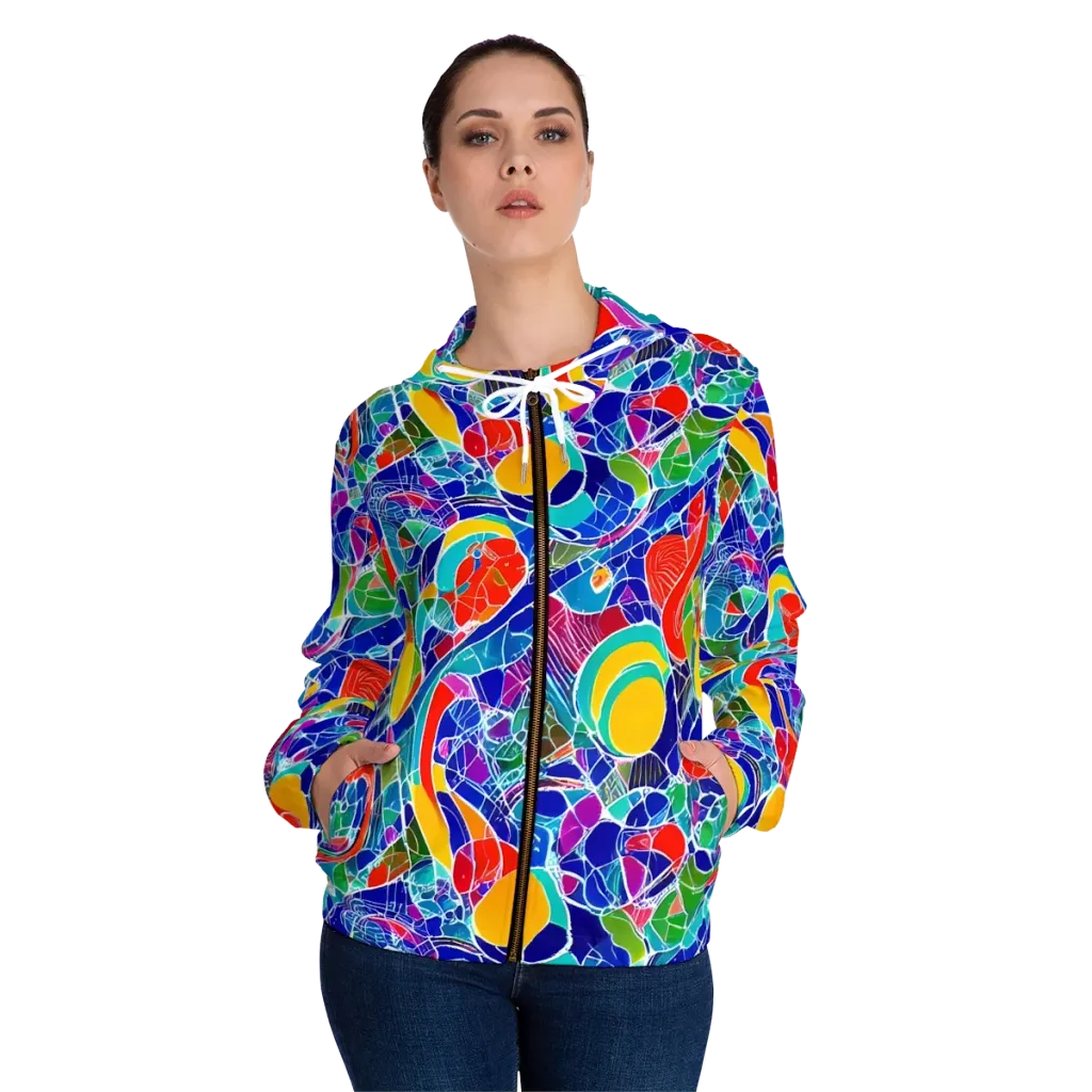 Vivid Fragment on Women's Full-Zip Hoodie — Front On Person