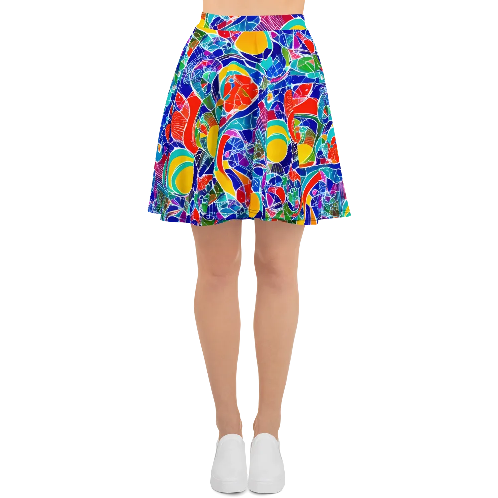 Vivid Fragment on Skater Skirt — Front