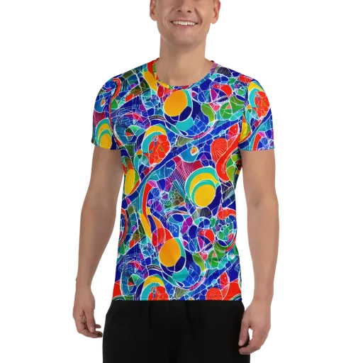 Vivid Fragment on a Men's Athletic T-Shirt