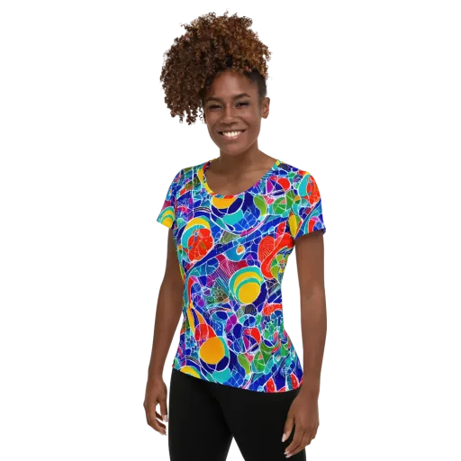 Vivid Fragment on a Women's Athletic T-Shirt