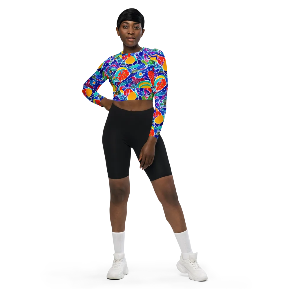 Vivid Fragment on Long Sleeve Crop Top — Front