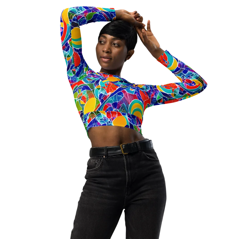 Vivid Fragment on Long Sleeve Crop Top — Front