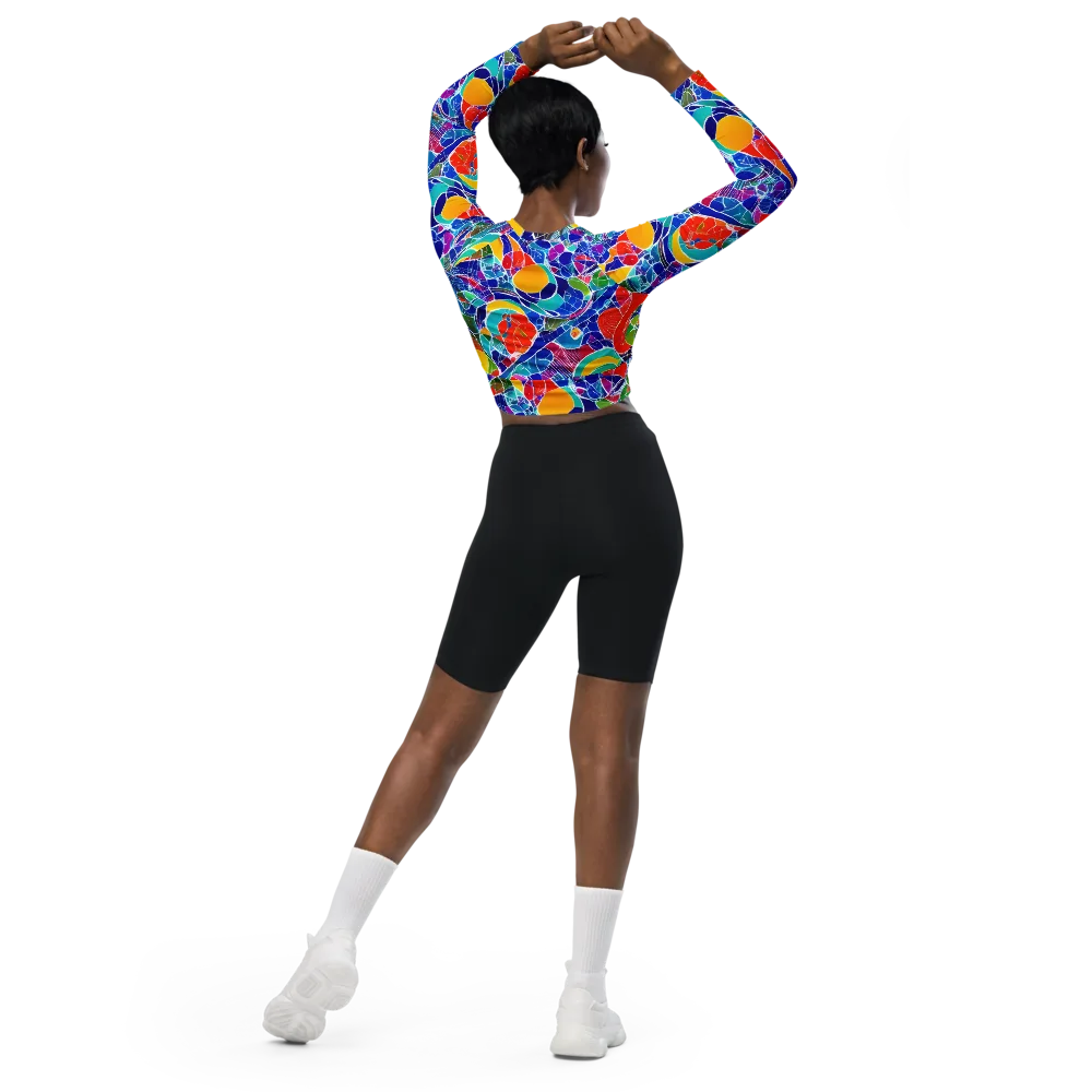 Vivid Fragment on Long Sleeve Crop Top — Back