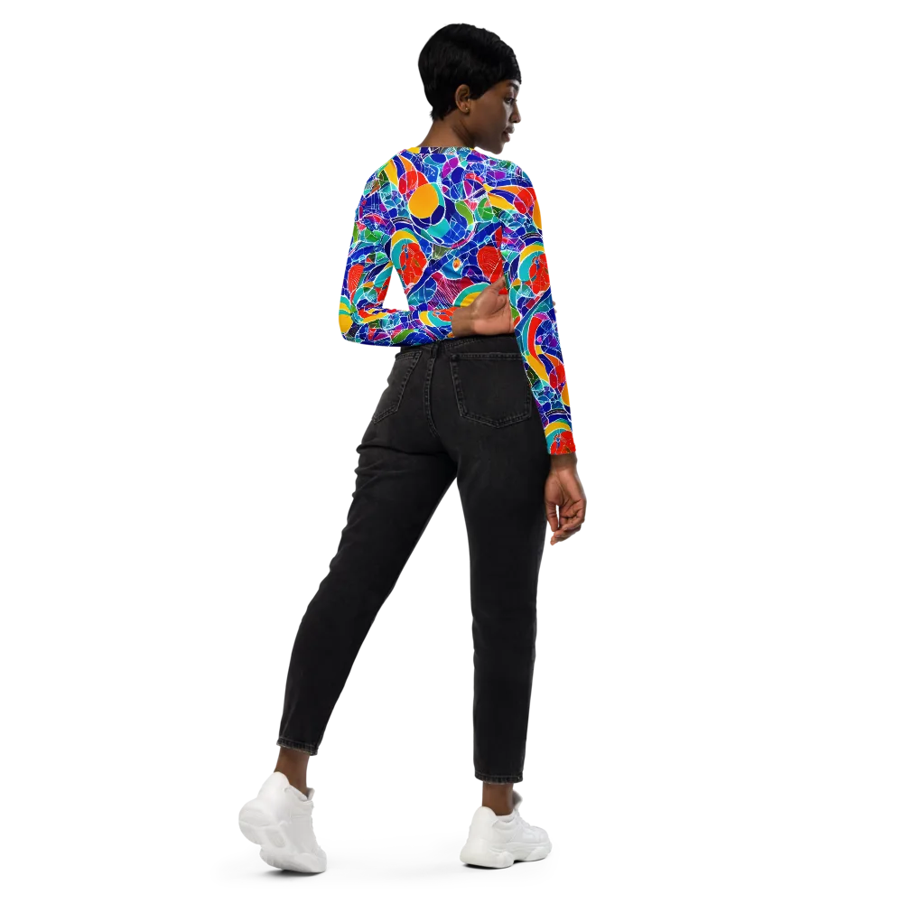 Vivid Fragment on Long Sleeve Crop Top — Right Back