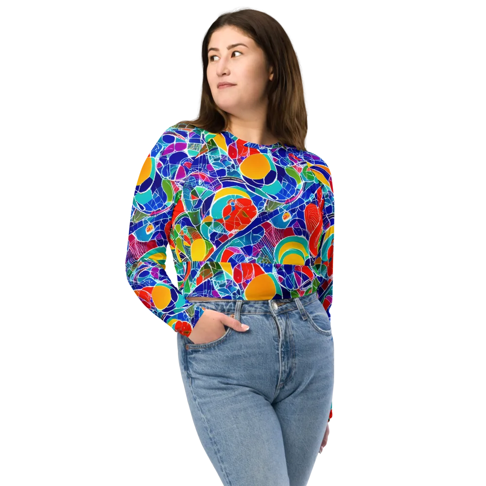 Vivid Fragment on Long Sleeve Crop Top — Front