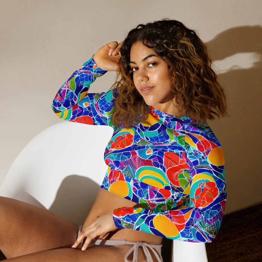 Vivid Fragment on Long Sleeve Crop Top — Left Front