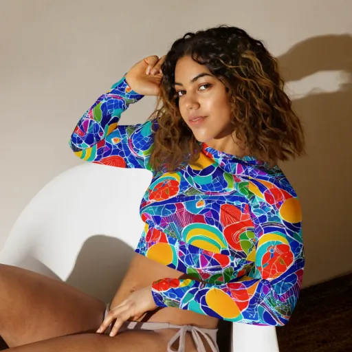 Vivid Fragment on a Long Sleeve Crop Top