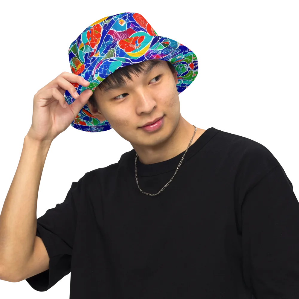 Vivid Fragment on Reversible Bucket Hat — Front Inside