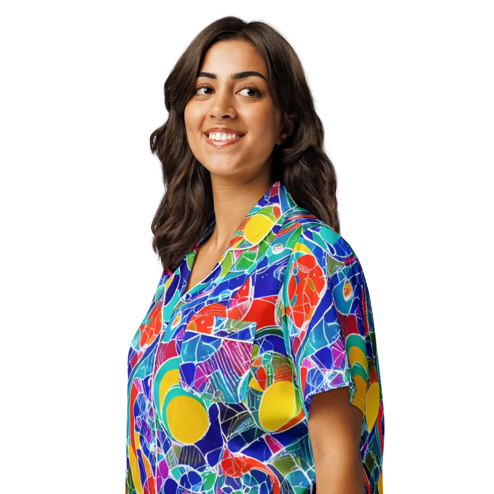 Vivid Fragment on Women's Short Sleeve Pajama Top — Left Front