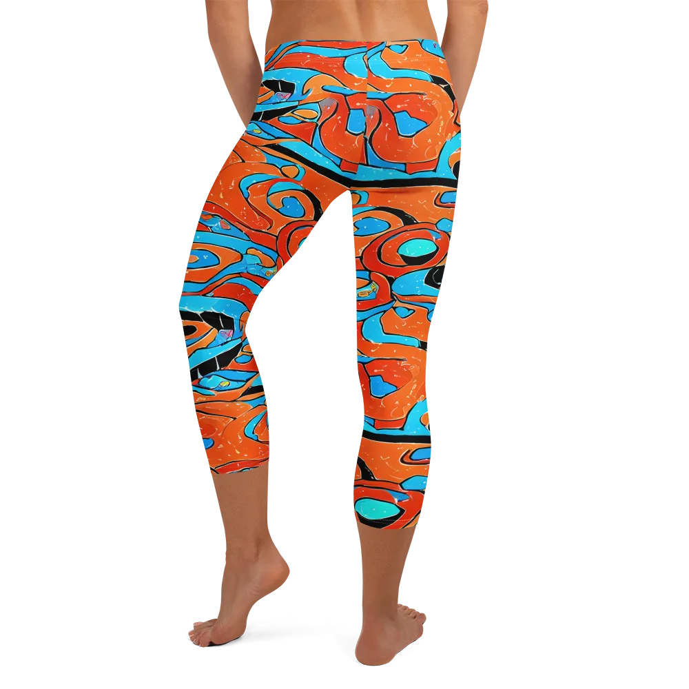 Tangerine Flux on Capri Leggings — Back