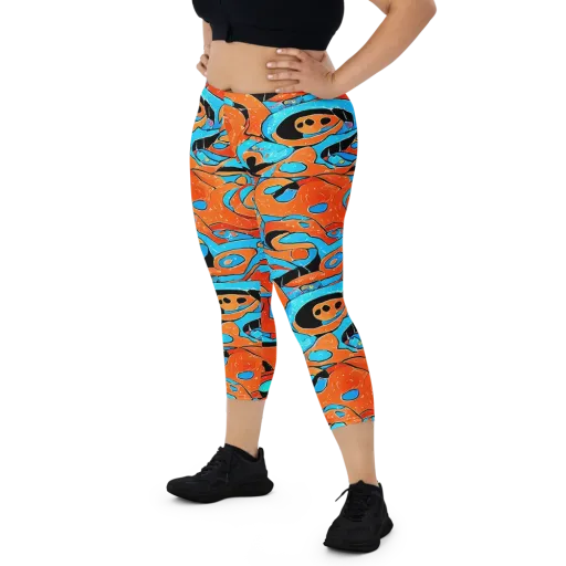 Tangerine Flux on a Capri Leggings