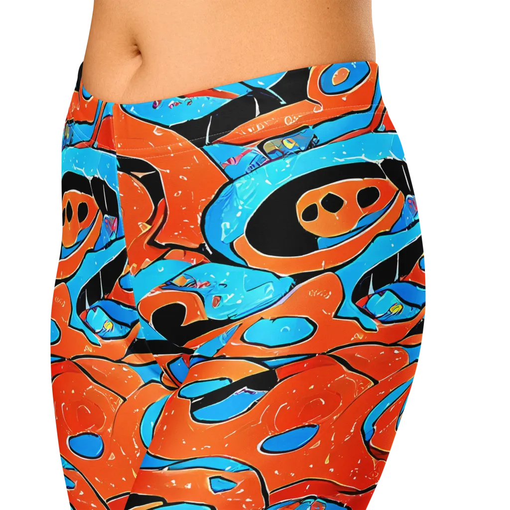 Tangerine Flux on Capri Leggings — Zoomed-in