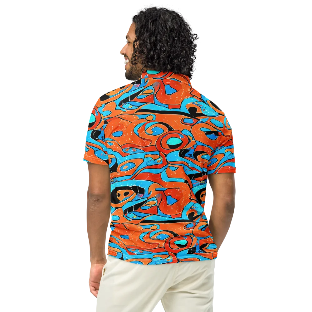 Tangerine Flux on Men's Slim Fit Polo Shirt — Back