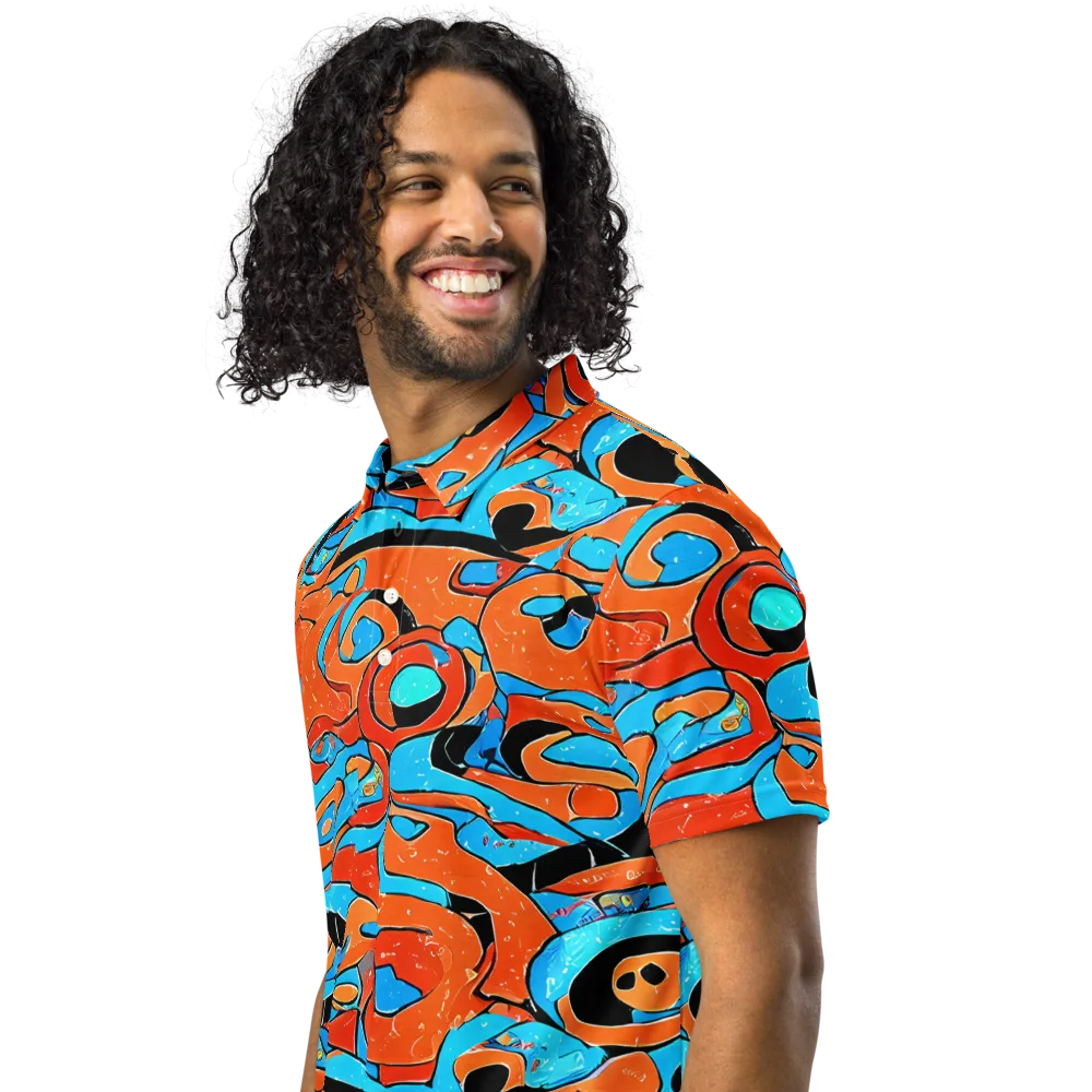 Tangerine Flux on Men's Slim Fit Polo Shirt — Left Front