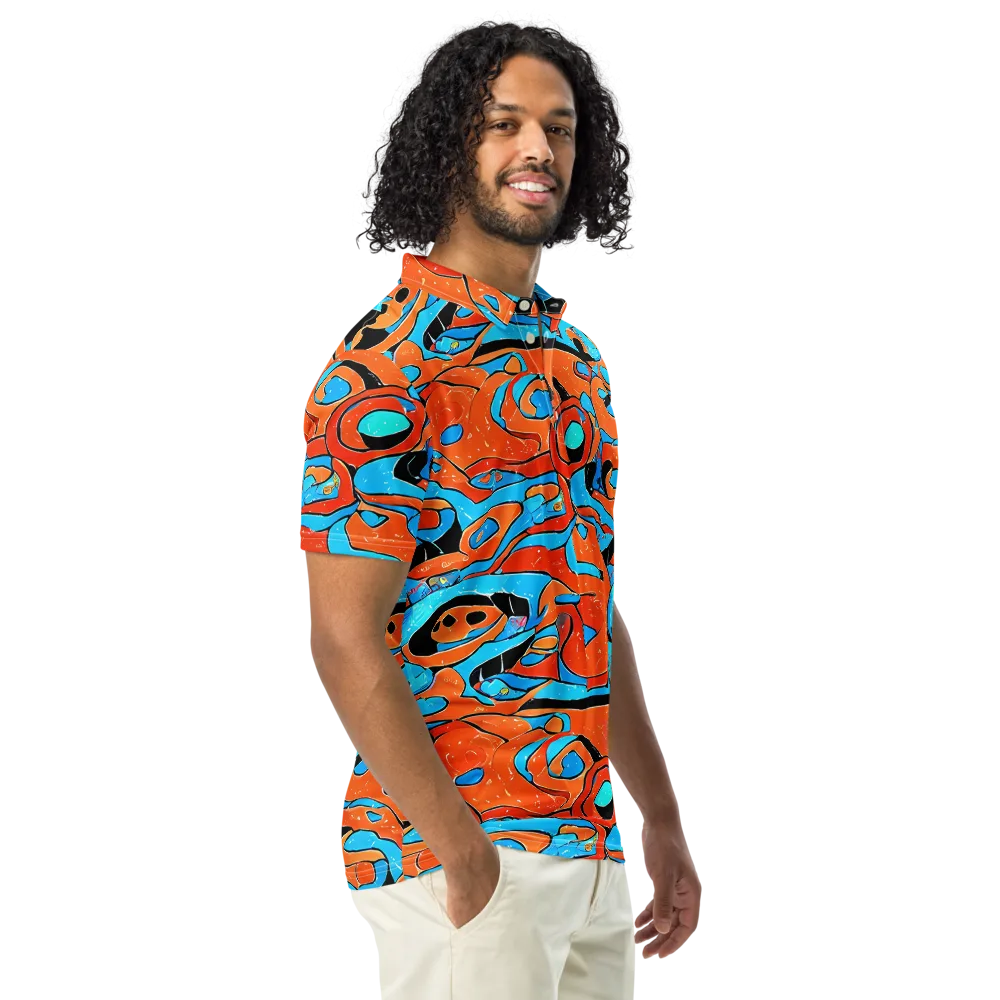 Tangerine Flux on Men's Slim Fit Polo Shirt — Right Front