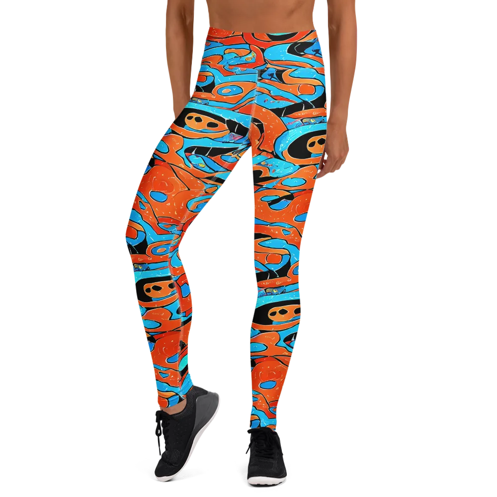 Tangerine Flux on Yoga Leggings — Front