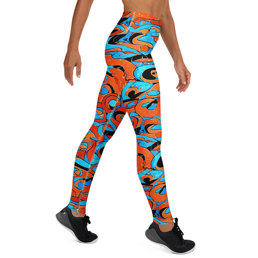 Tangerine Flux on Yoga Leggings — Right