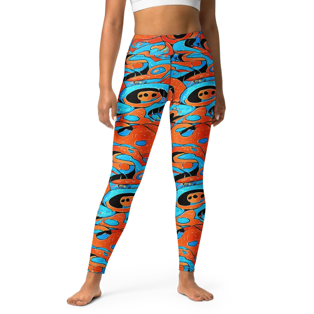 Tangerine Flux on Yoga Leggings — Front