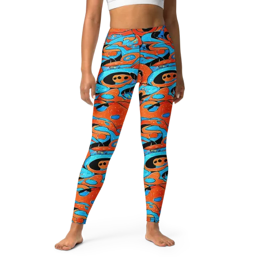 Tangerine Flux on a Yoga Leggings